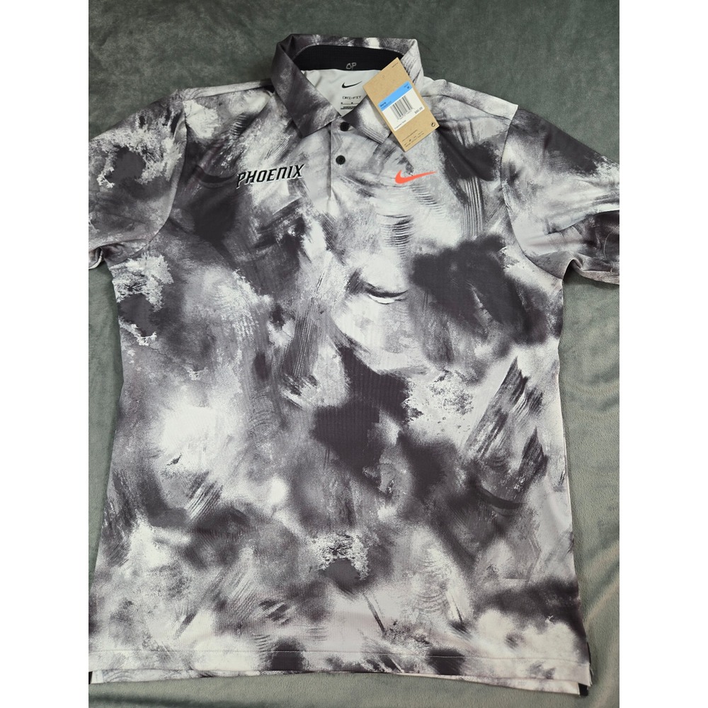 New Nike Shirt Mens Medium Dri-Fit Tour Marble All Over Print Golf Polo Phoenix
